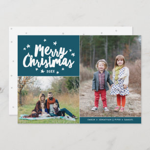 Merry Christmas Hand Lettered 2 Photo Holiday