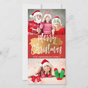 Merry Christmas Hand Lettered Script 2 Photo Card