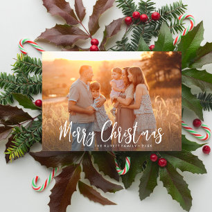 Merry Christmas Hand-lettered Script Holiday Photo Card