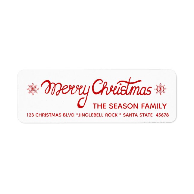Merry Christmas Hand Lettered Script Label (Front)
