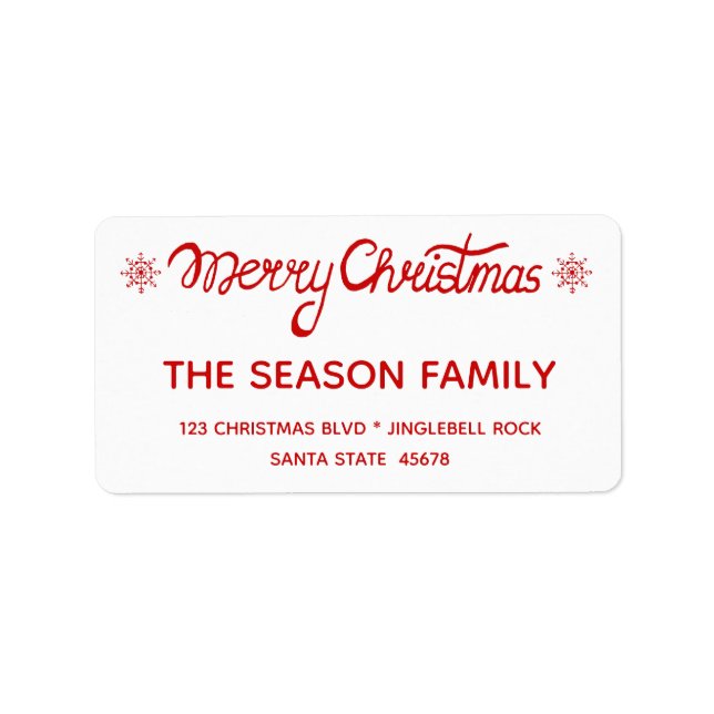 Merry Christmas Hand Lettered Script Label (Front)