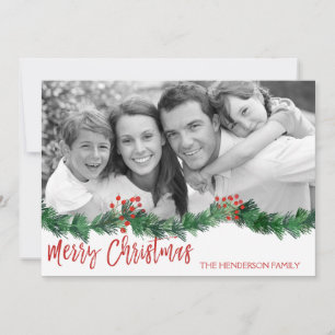 Merry Christmas Hand Lettered Script Photo Card