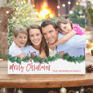 Merry Christmas Hand Lettered Script Photo Card