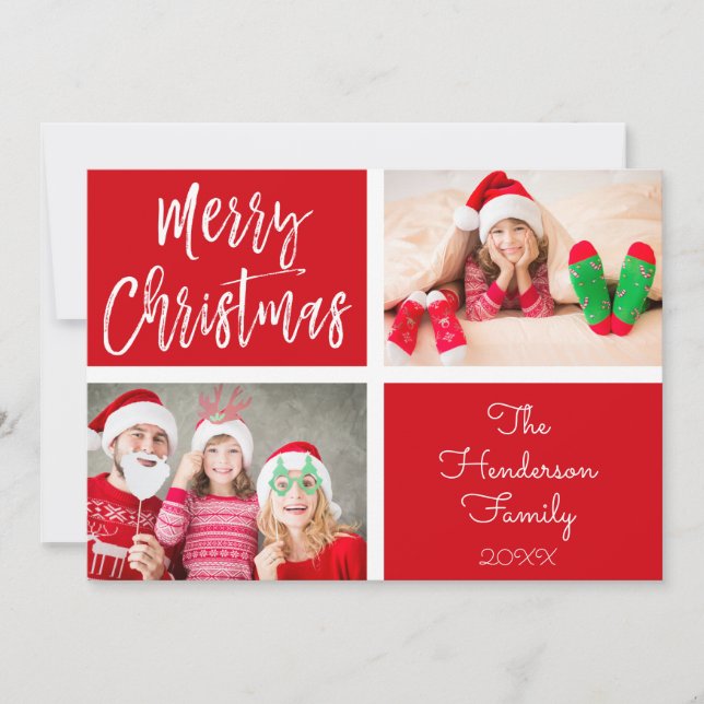 Merry Christmas Hand Lettered Script Photo Card (Front)