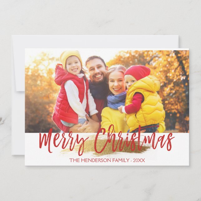 Merry Christmas Hand Lettered Script Photo Card (Front)