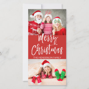 Merry Christmas Hand Lettered Script Photo Card