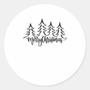 Merry Christmas Hand-Lettered Trees for Classic Round Sticker
