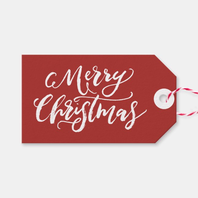 Merry Christmas Hand Lettering Gift Tags (Front (Horizontal))