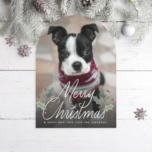 Merry Christmas Hand Lettering Holiday Photo Card