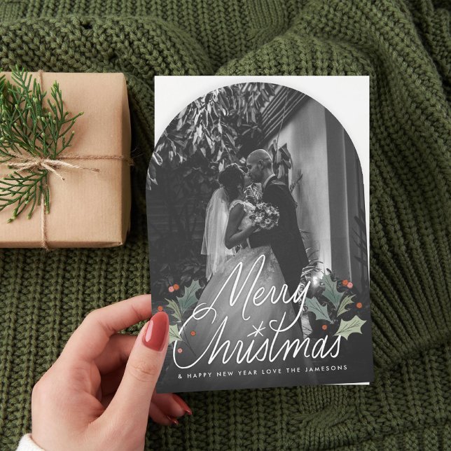 Merry Christmas Hand Lettering Holiday Photo Card (Creator Uploaded)