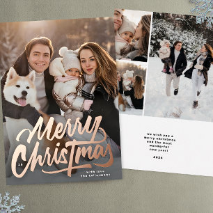 Merry Christmas Hand written photo collage Gold