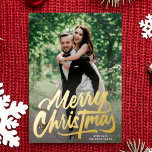 Merry Christmas Hand written photo collage Gold<br><div class="desc">Real Foil Christmas Holiday Cards - Fully Editable and Customisable
*Please contact me for any design questions</div>