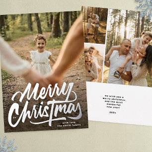 Merry Christmas Hand written photo collage Silver