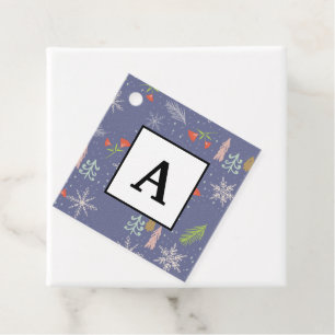 Merry Christmas Handdrawn Trees Snowflakes Flowers Favour Tags