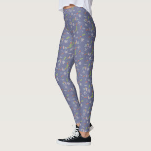 Merry Christmas Handdrawn Trees Snowflakes Flowers Leggings
