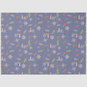 Merry Christmas Handdrawn Trees Snowflakes Flowers Tissue Paper
