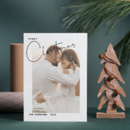 Merry Christmas Handlettered 2 Photo First Xmas Holiday Card