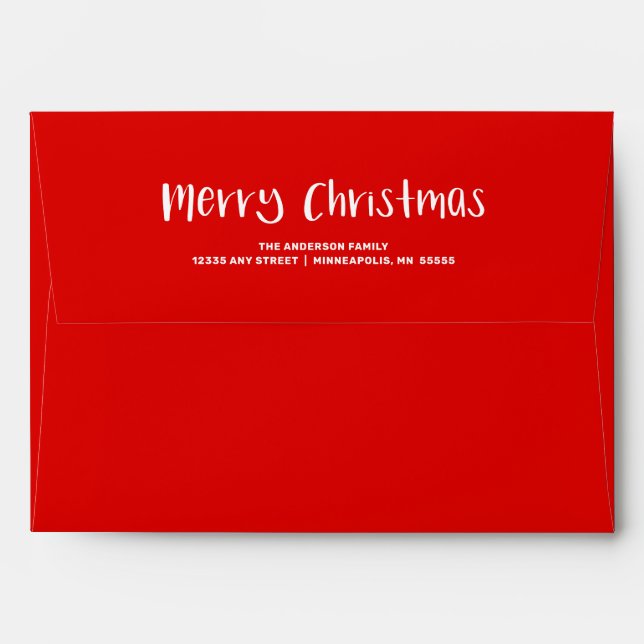 Merry Christmas Handwriting Return Address 5x7 Envelope (Back (Top Flap))