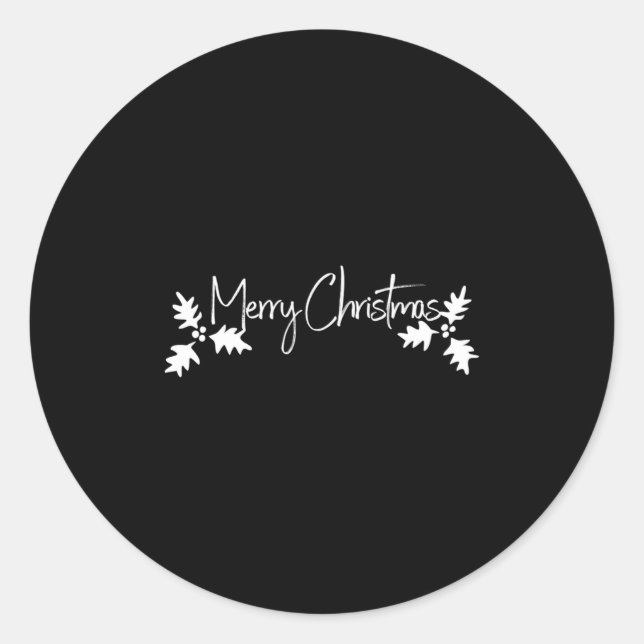 Merry Christmas Handwriting Script With Holly  Classic Round Sticker (Front)