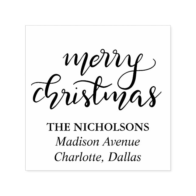 Merry Christmas Handwritten Script Holiday Self-inking Stamp (Design)