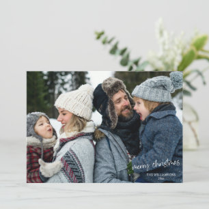 Merry Christmas Handwritten Script Simple Photo Holiday Card