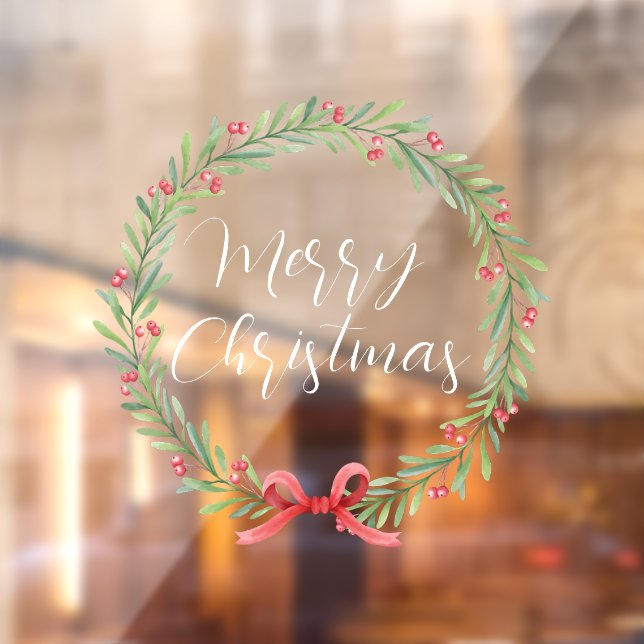 Merry Christmas handwritten text wreath  Window Cl (Sheet 2)