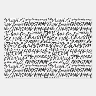 Merry Christmas Handwritten Wrapping Paper Sheet