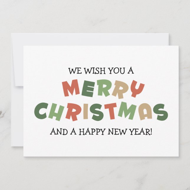Merry Christmas hanging letters simple design  Card (Front)