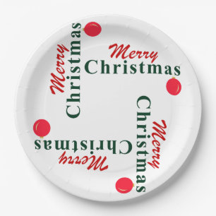 Merry Christmas Hanging Ornament Classic Red Green Paper Plate
