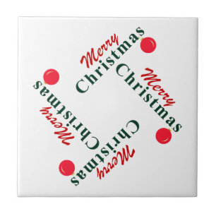 Merry Christmas, Hanging Ornament Elegant Holiday Tile