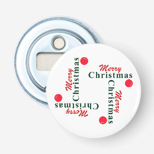 Merry Christmas Hanging Ornament Elegant Red Green Bottle Opener