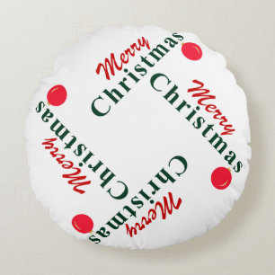 Merry Christmas Hanging Ornament Elegant Red Green Round Cushion