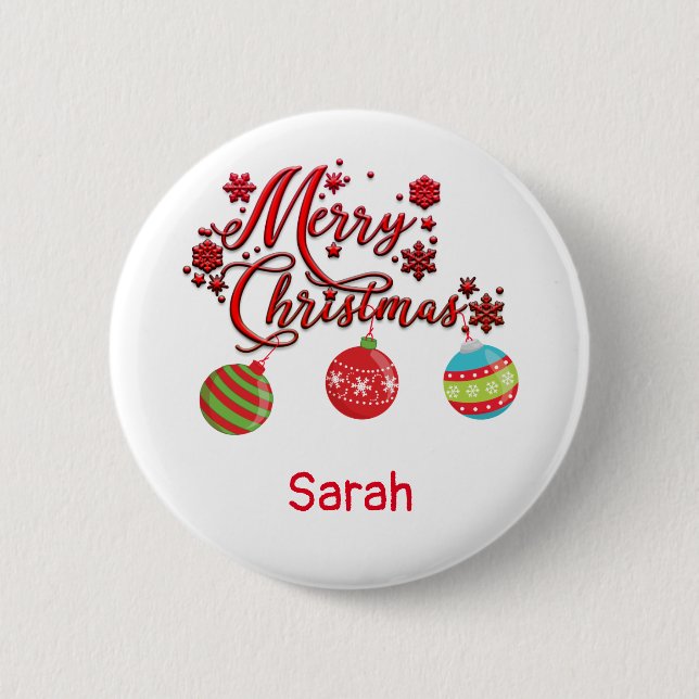 Merry Christmas Hanging Ornaments 6 Cm Round Badge (Front)