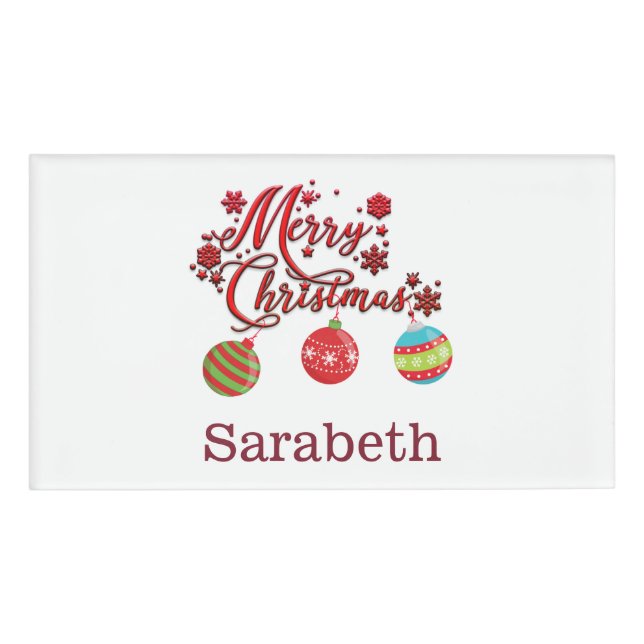Merry Christmas Hanging Ornaments Custom Name Tag (Front)