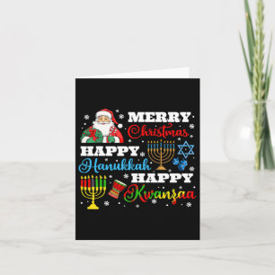Merry Christmas Hanukkah Kwanzaa Jewish Afro Holid Card