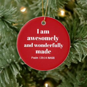 Merry Christmas Happy Affirmation Red Christian Ceramic Tree Decoration