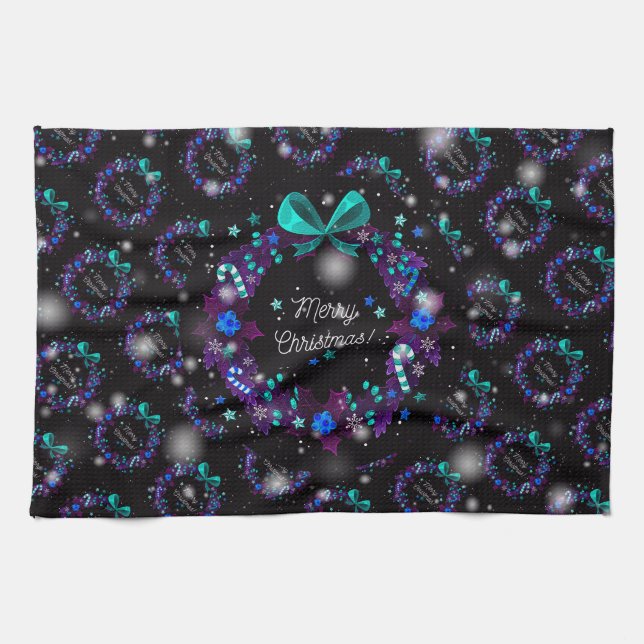 Merry Christmas Happy Best Gift Tea Towel (Horizontal)