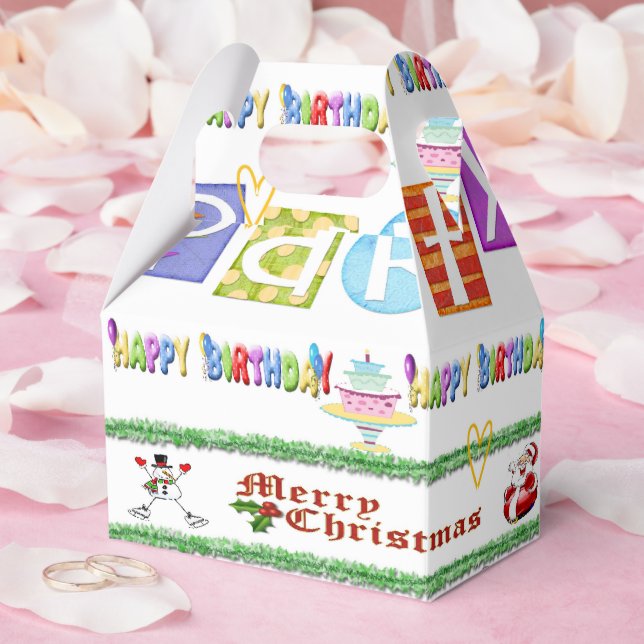 Merry Christmas Happy Birthday Gable Favour Box (Wedding)