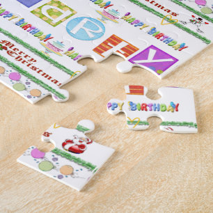 Merry Christmas Happy Birthday Jigsaw Puzzle