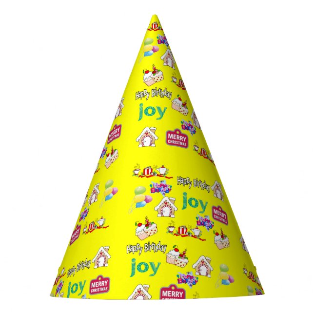 Merry Christmas Happy Birthday Paper Party Hat (Front)