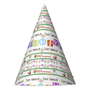 Merry Christmas Happy Birthday Paper Party Hat