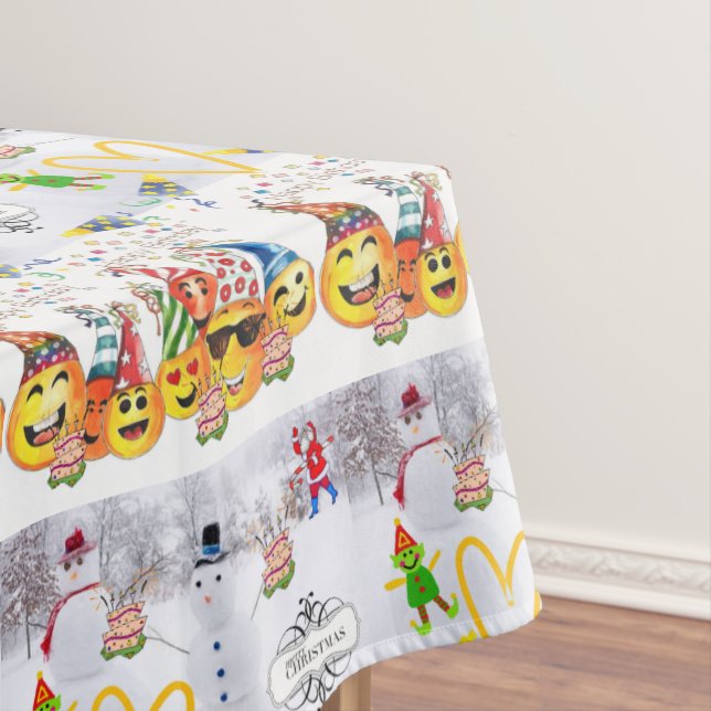 Merry Christmas Happy Birthday Tablecloth  (In Situ)