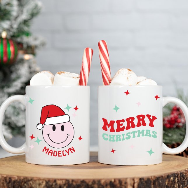 Merry Christmas Happy Face Personalised Two-Tone Coffee Mug (Creator Uploaded)