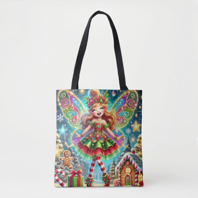 Merry Christmas Happy Fairy Magic Tote Bag (Front)