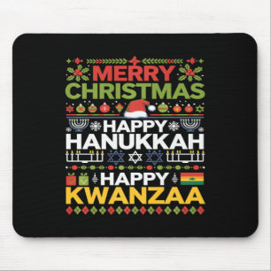 Merry Christmas Happy Hanukkah Happy Kwanzaa 12 Mouse Pad