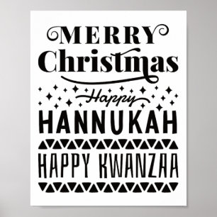 Merry Christmas Happy Hanukkah Happy Kwanzaa 4 Poster
