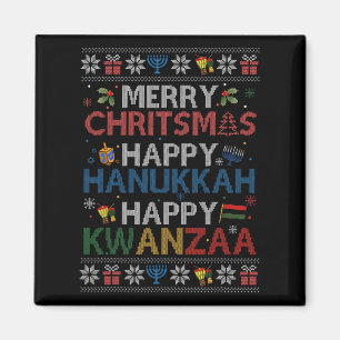 Merry Christmas Happy Hanukkah Happy Kwanzaa 6 Magnet