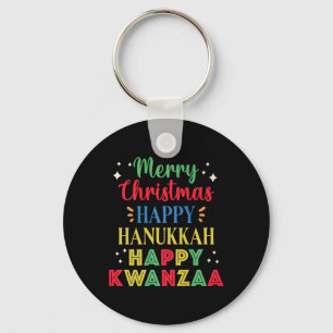Merry Christmas Happy Hanukkah Happy Kwanzaa 9 Key Ring