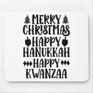 Merry Christmas Happy Hanukkah Happy Kwanzaa Premi Mouse Pad