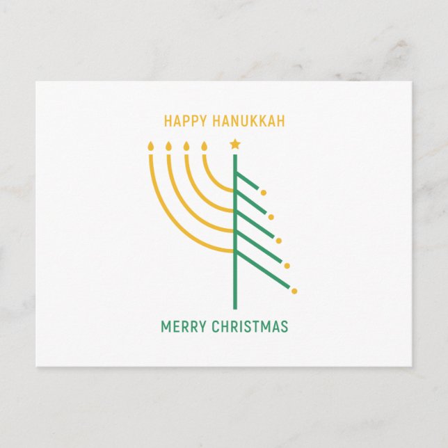 Merry Christmas, Happy Hanukkah Postcard (Front)